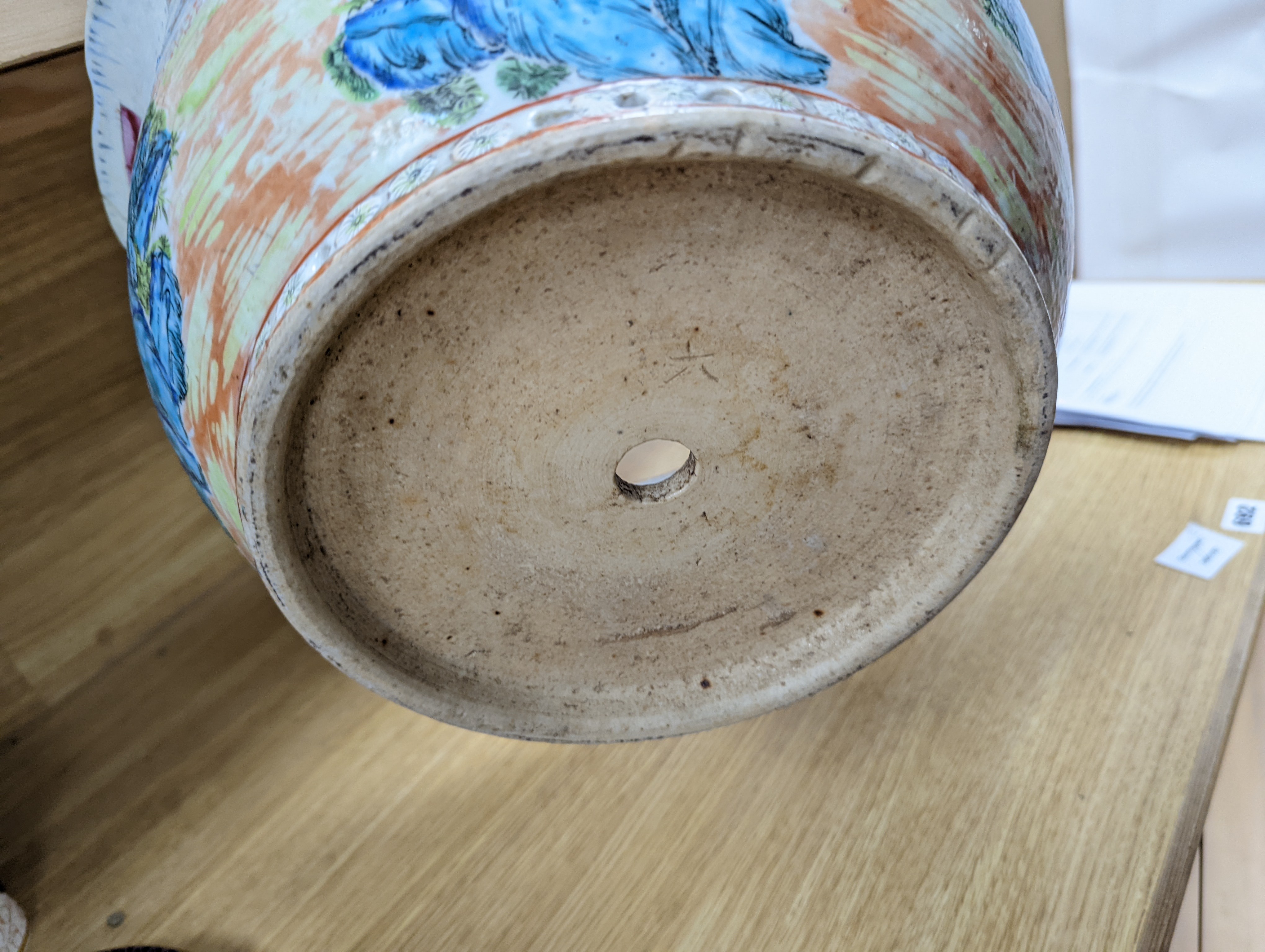 A Large Chinese famille rose flower pot, mid 19th century, 38cm